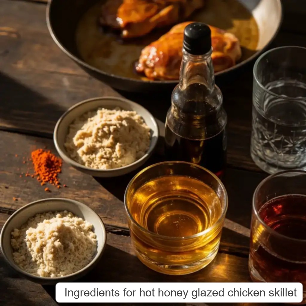 Hot Honey Glazed Chicken Skillet – A Sweet & Spicy One-Pan Delight 12 Ingredients for hot honey glazed chicken skillet