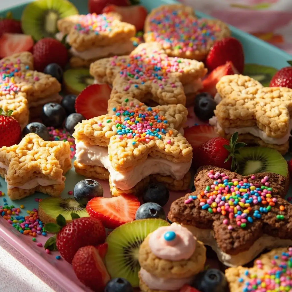 Rice Crispy Ice Cream Sandwiches – The Best No-Bake Summer Treat for 2025 11 Party platter with rice crispy ice cream sandwiches