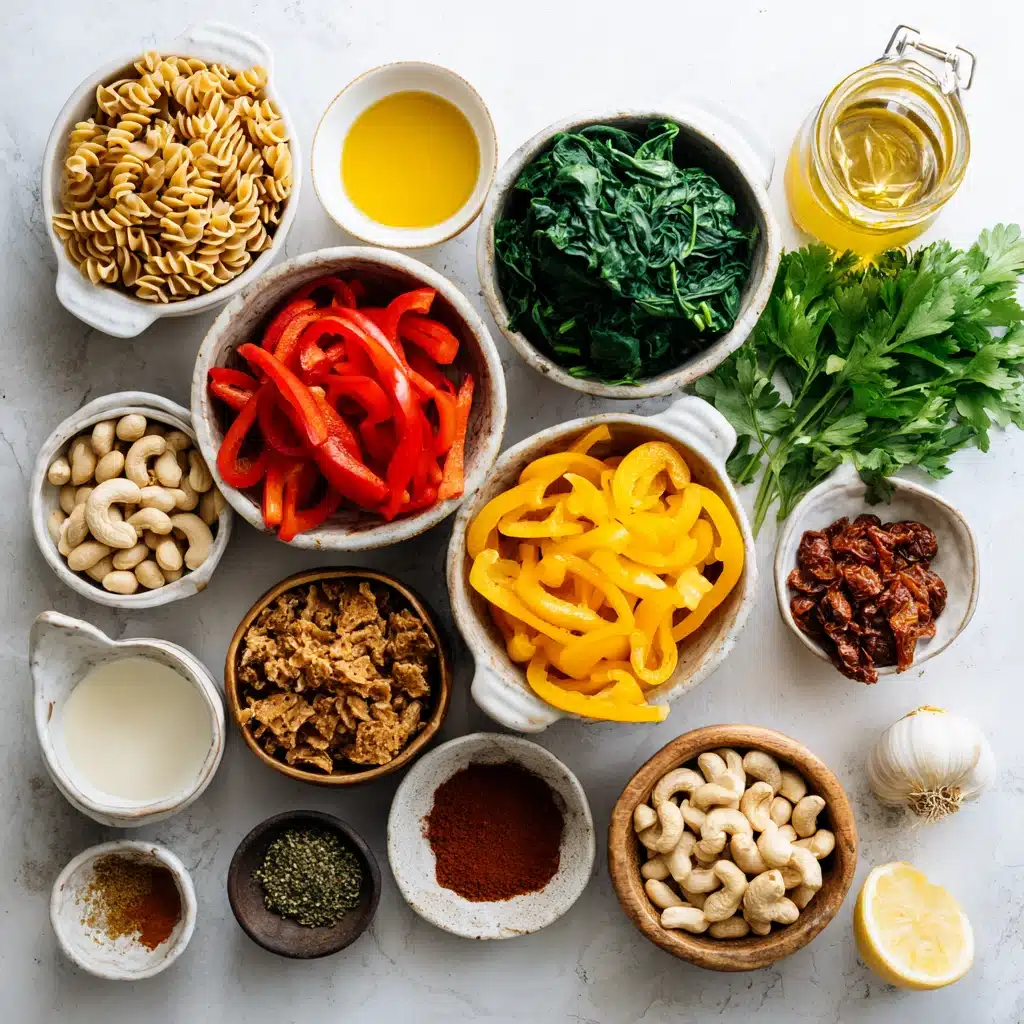 High Protein Vegan Pasta : The Best 35 Minute Plant Powered Recipe 8 High protein vegan pasta ingredients on table